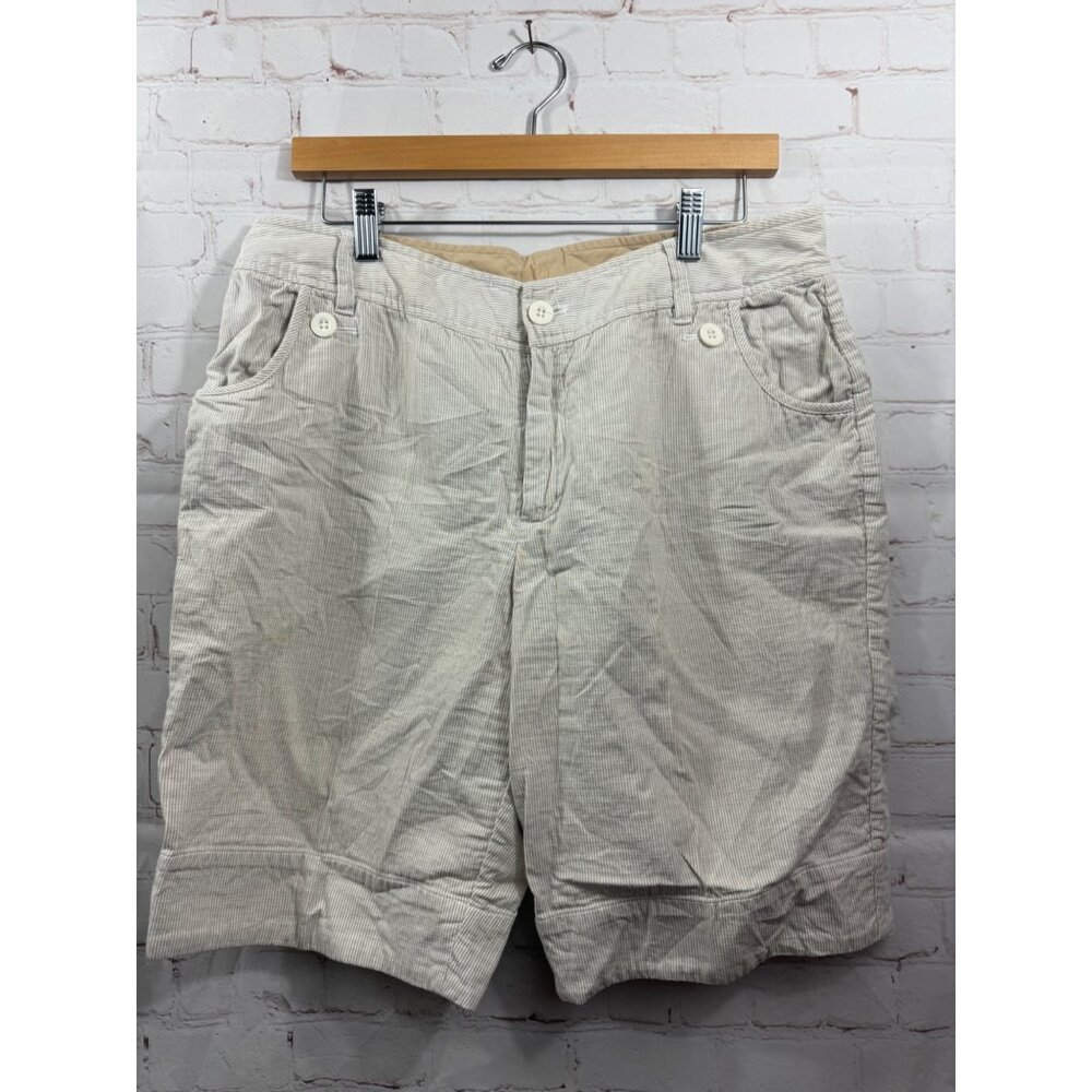 Relativity Shorts Womens Size 12 Petite Tan & White Pin Stripes